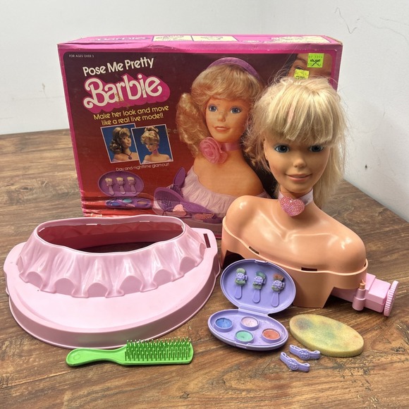 Barbie‎ Pose Me Pretty Face Styling Head 1983 VTG Mattel #7160 w/Box Incomplete